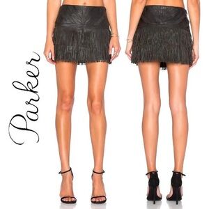 Parker Killington Fringe Leather Moto Festival Skirt - Size 4